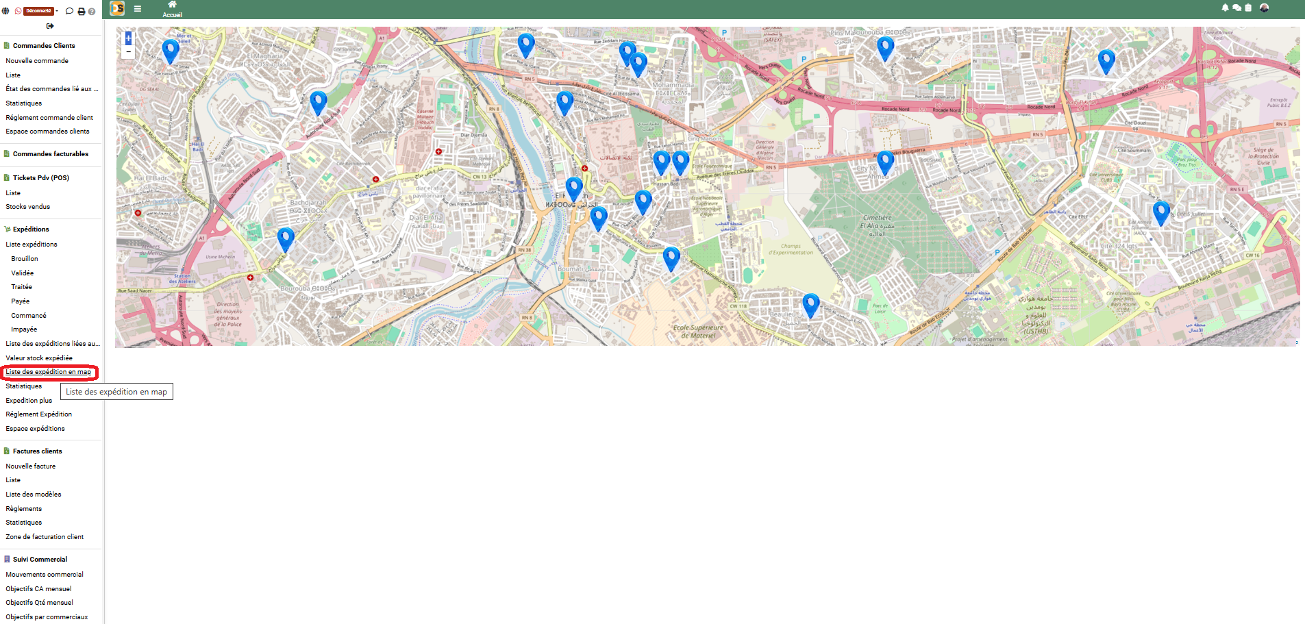 Carte des expéditions